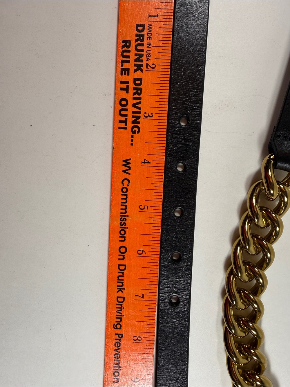Banana Republic Gold Chain And Black Leather Belt XS Y2K Statement Belt - Picture 9 of 10